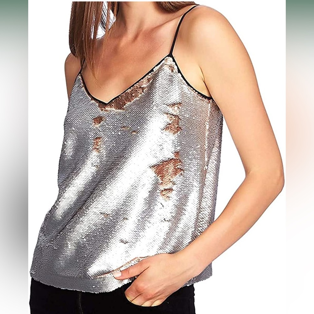 1.STATE  NWT SEQUIN TWO WAY SLEEVELESS SPAGHETTI STRAP TANK TOP/CAMI SZE M